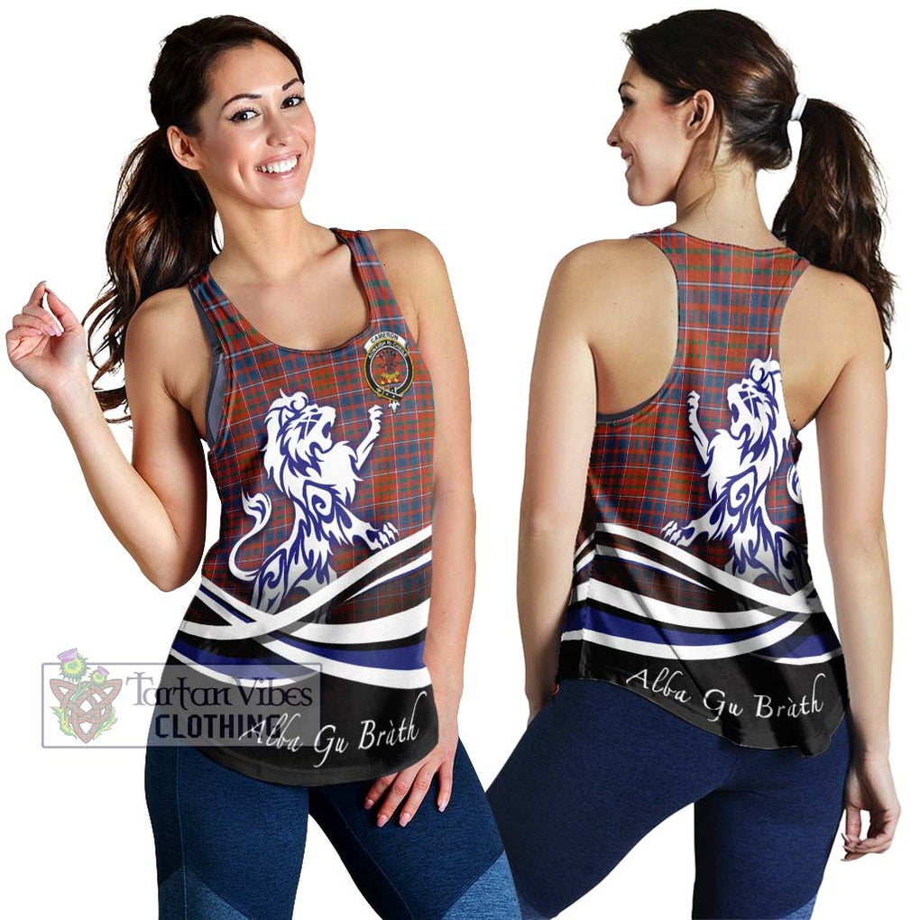 Cameron of Lochiel Ancient Tartan Women's Racerback Tanks with Alba Gu Brath Regal Lion Emblem 4XL - Tartanvibesclothing Shop