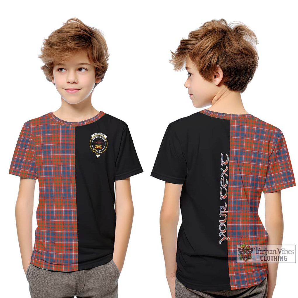 Cameron of Lochiel Ancient Tartan Kid T-Shirt with Family Crest and Half Of Me Style Youth XL Size14 - Tartanvibesclothing Shop