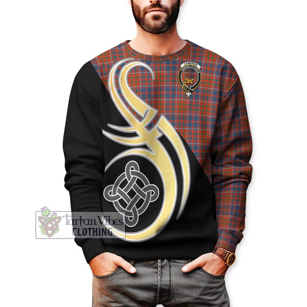 Cameron of Lochiel Ancient Tartan Sweatshirt with Family Crest and Celtic Symbol Style Unisex - Tartan Vibes Clothing