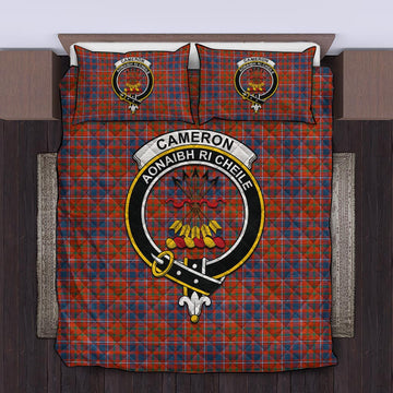 Cameron of Lochiel Ancient Tartan Quilt Bed Set with Family Crest