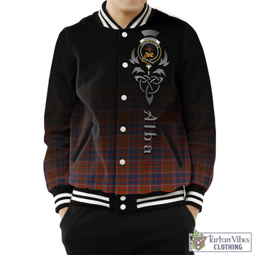 Cameron of Lochiel Ancient Tartan Baseball Jacket Featuring Alba Gu Brath Family Crest Celtic Inspired