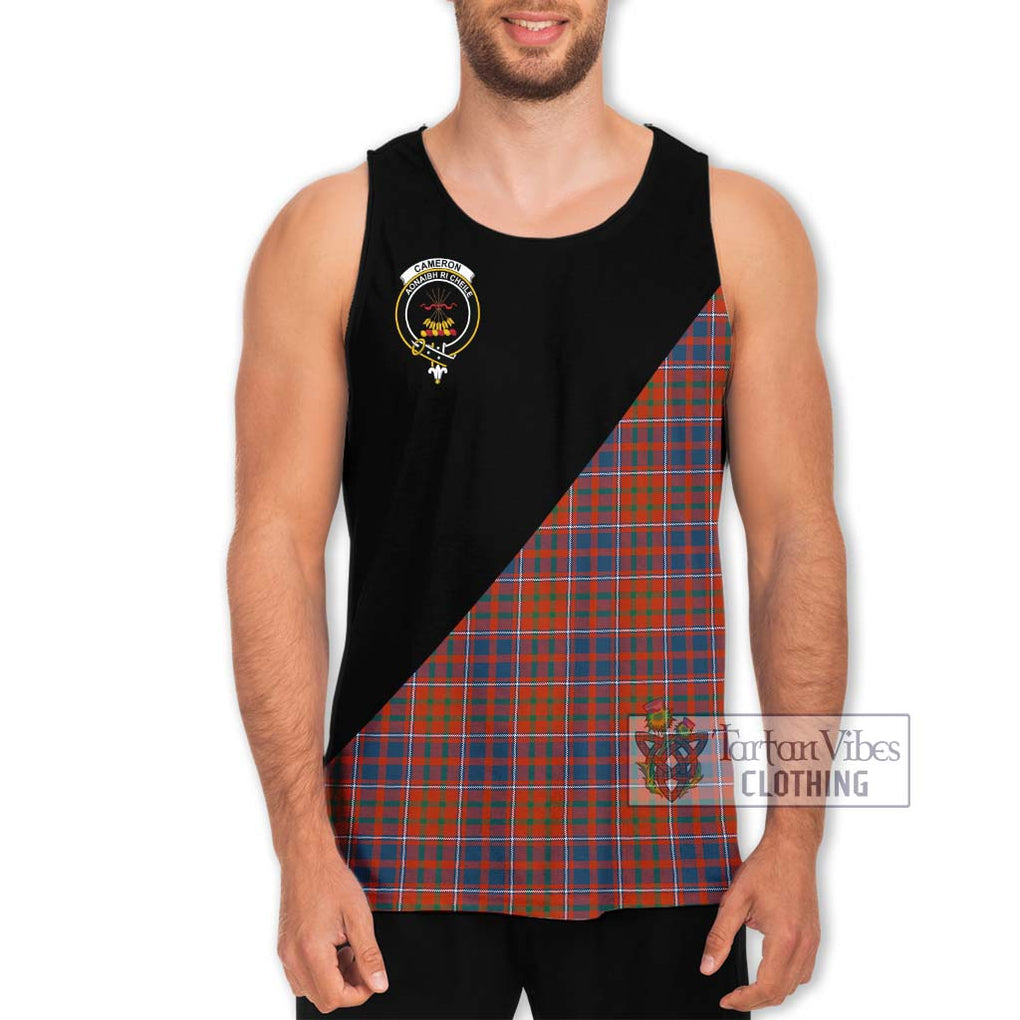 Cameron of Lochiel Ancient Tartan Men's Tank Top with Family Crest and Military Logo Style Men - Tartanvibesclothing Shop