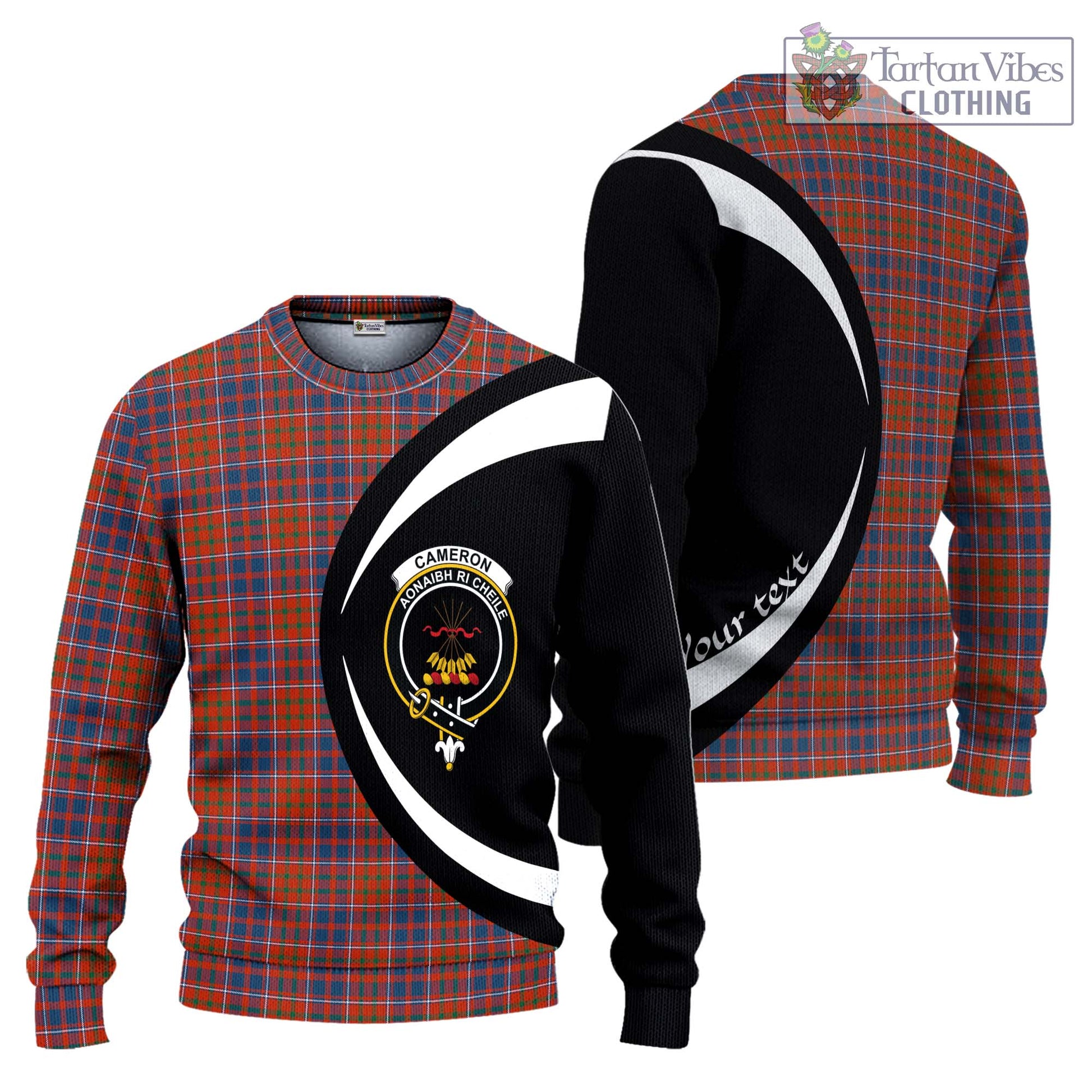 Cameron of Lochiel Ancient Tartan Ugly Sweater with Family Crest Circle Style Unisex - Tartan Vibes Clothing