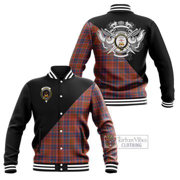 Cameron of Lochiel Ancient Tartan Baseball Jacket with Family Crest and Military Logo Style