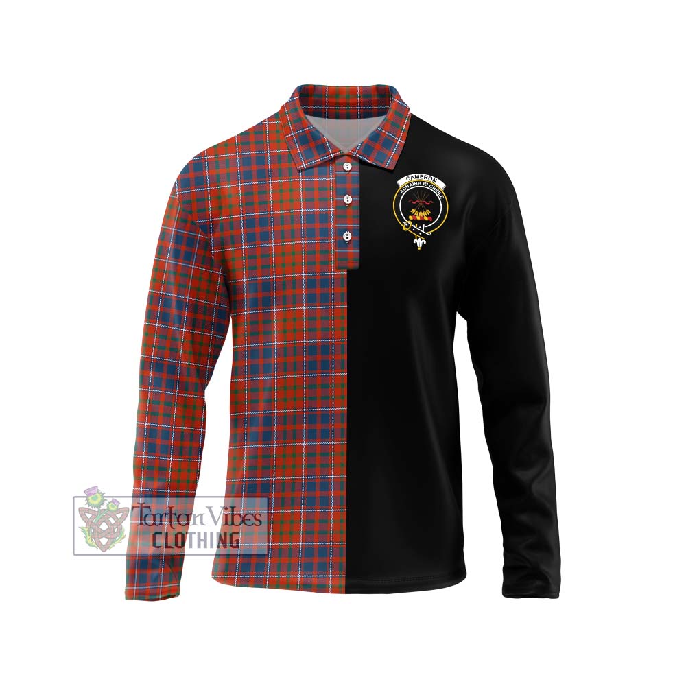 Cameron of Lochiel Ancient Tartan Long Sleeve Polo Shirt with Family Crest and Half Of Me Style Unisex - Tartanvibesclothing Shop