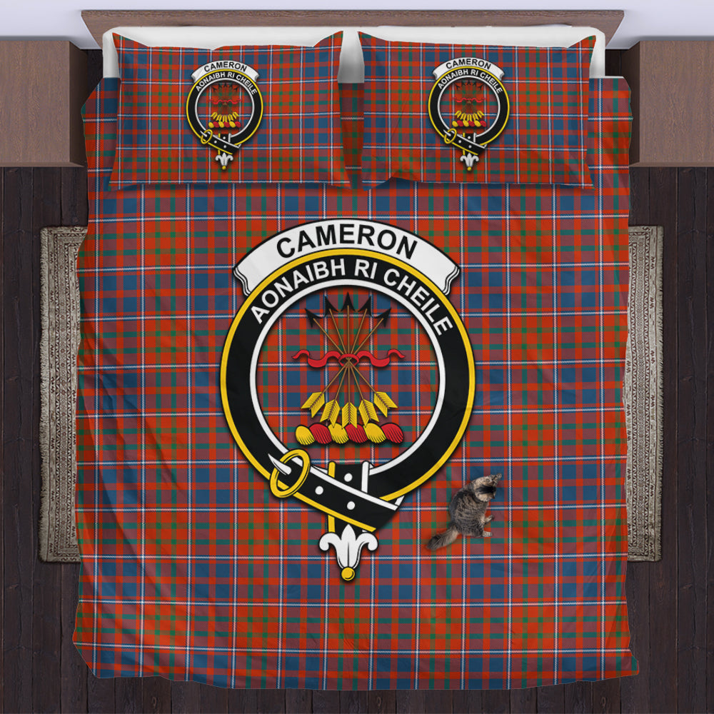 Cameron of Lochiel Ancient Tartan Bedding Set with Family Crest US Bedding Set - Tartan Vibes Clothing