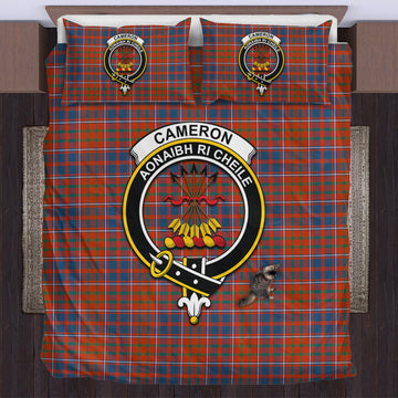 Cameron of Lochiel Ancient Tartan Bedding Set with Family Crest