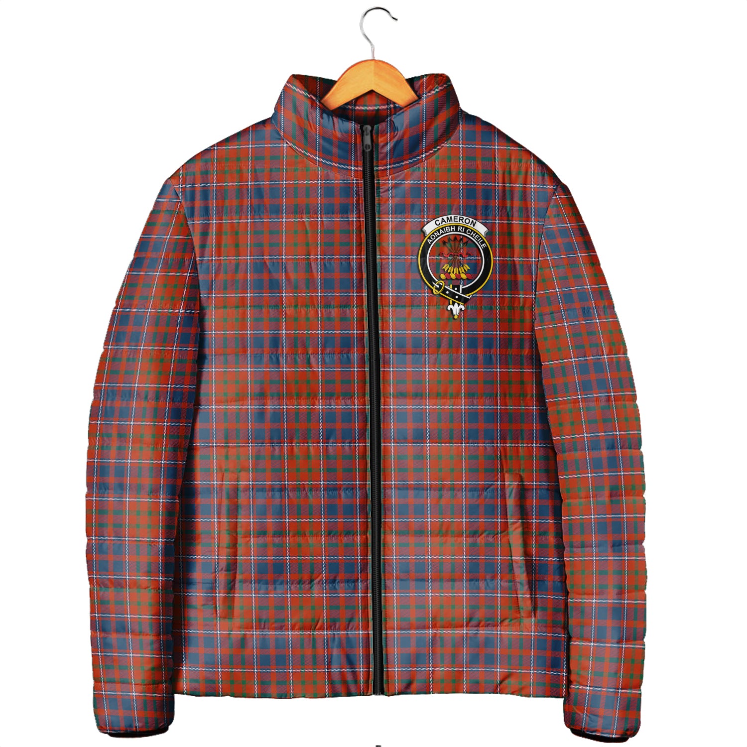 Cameron of Lochiel Ancient Tartan Padded Jacket with Family Crest Men's Padded Jacket - Tartan Vibes Clothing