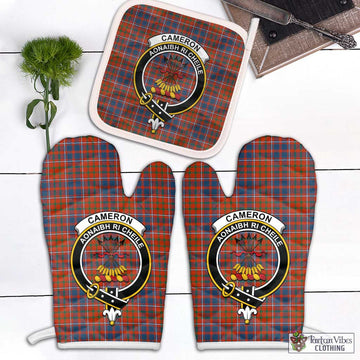 Cameron of Lochiel Ancient Tartan Combo Oven Mitt & Pot-Holder with Family Crest