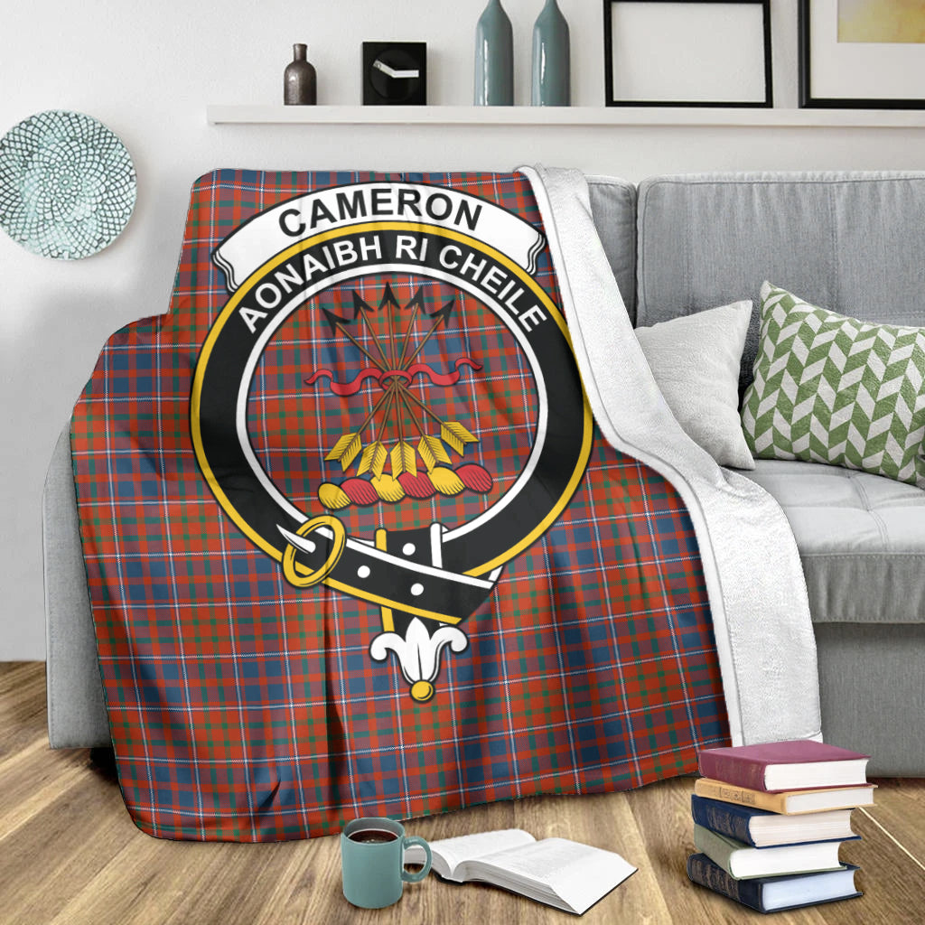 Cameron of Lochiel Ancient Tartan Blanket with Family Crest X-Large 59 x 79 inches 150 x 200 cm - Tartan Vibes Clothing