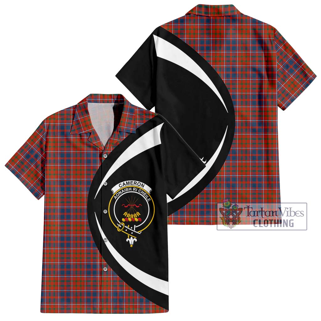 Cameron of Lochiel Ancient Tartan Short Sleeve Button Up with Family Crest Circle Style Kid - Tartan Vibes Clothing