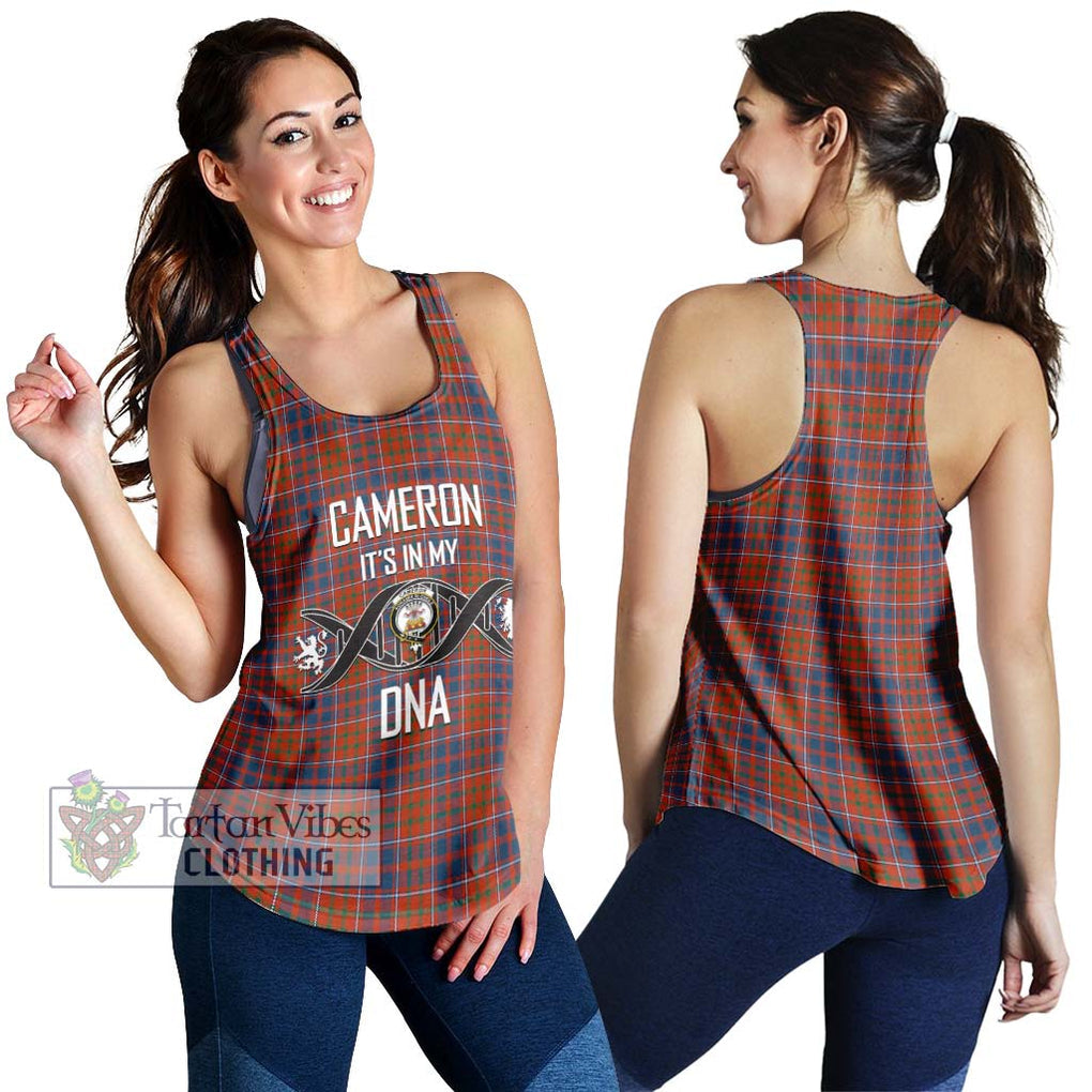 Cameron of Lochiel Ancient Tartan Women's Racerback Tanks with Family Crest DNA In Me Style 4XL - Tartanvibesclothing Shop