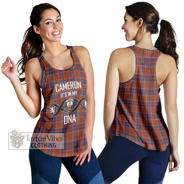 Cameron of Lochiel Ancient Tartan Women's Racerback Tanks with Family Crest DNA In Me Style