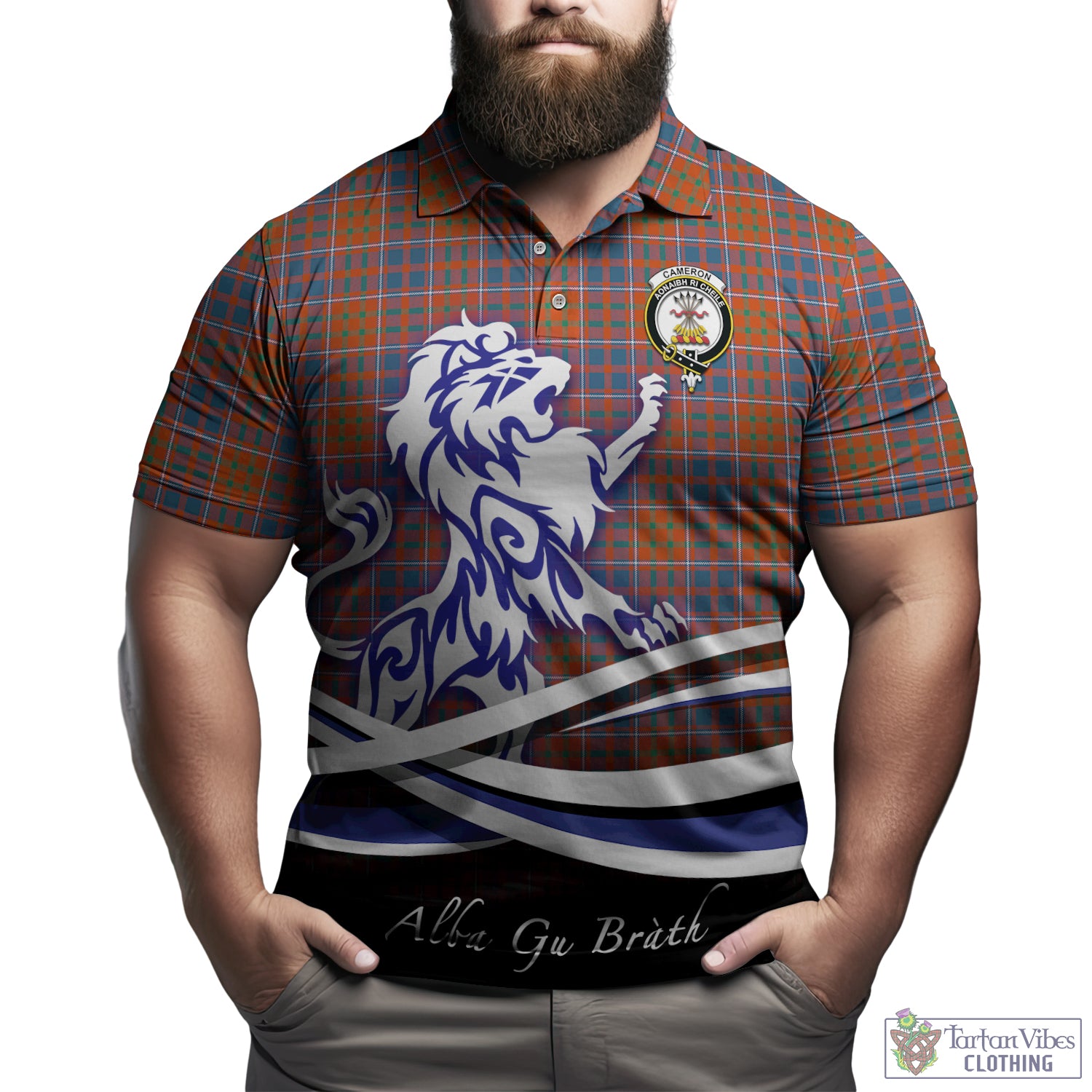 cameron-of-lochiel-ancient-tartan-polo-shirt-with-alba-gu-brath-regal-lion-emblem