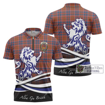 Cameron of Lochiel Ancient Tartan Zipper Polo Shirt with Alba Gu Brath Regal Lion Emblem