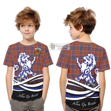 Cameron of Lochiel Ancient Tartan Kid T-Shirt with Alba Gu Brath Regal Lion Emblem