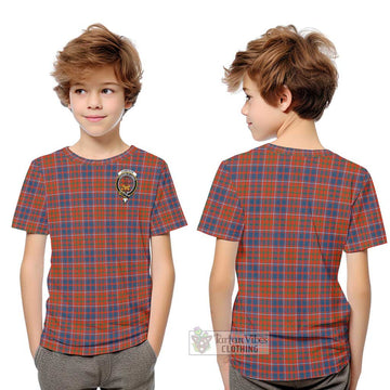 Cameron of Lochiel Ancient Tartan Kid T-Shirt with Family Crest