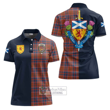 Cameron of Lochiel Ancient Tartan Women's Polo Shirt Alba with Scottish Lion Royal Arm Half Style