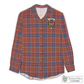 Cameron of Lochiel Ancient Tartan Women's Casual Shirt with Family Crest