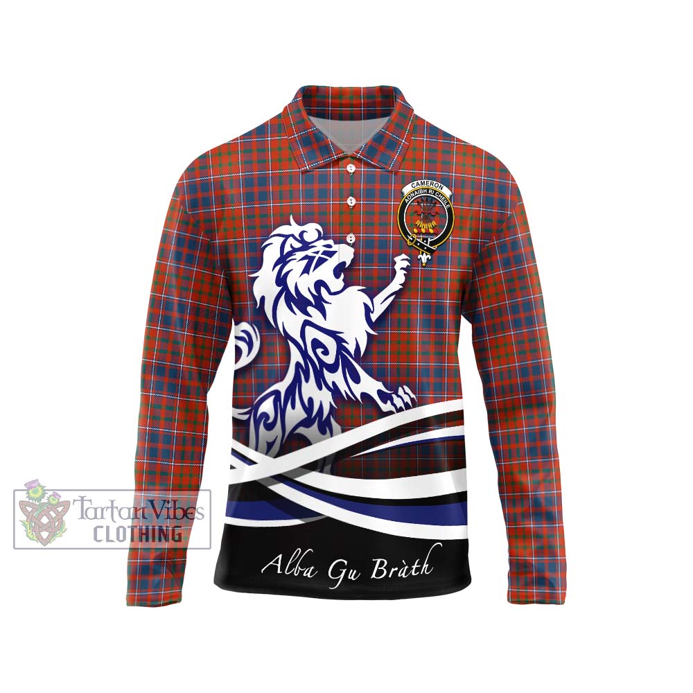 Cameron of Lochiel Ancient Tartan Long Sleeve Polo Shirt with Alba Gu Brath Regal Lion Emblem Unisex - Tartanvibesclothing Shop