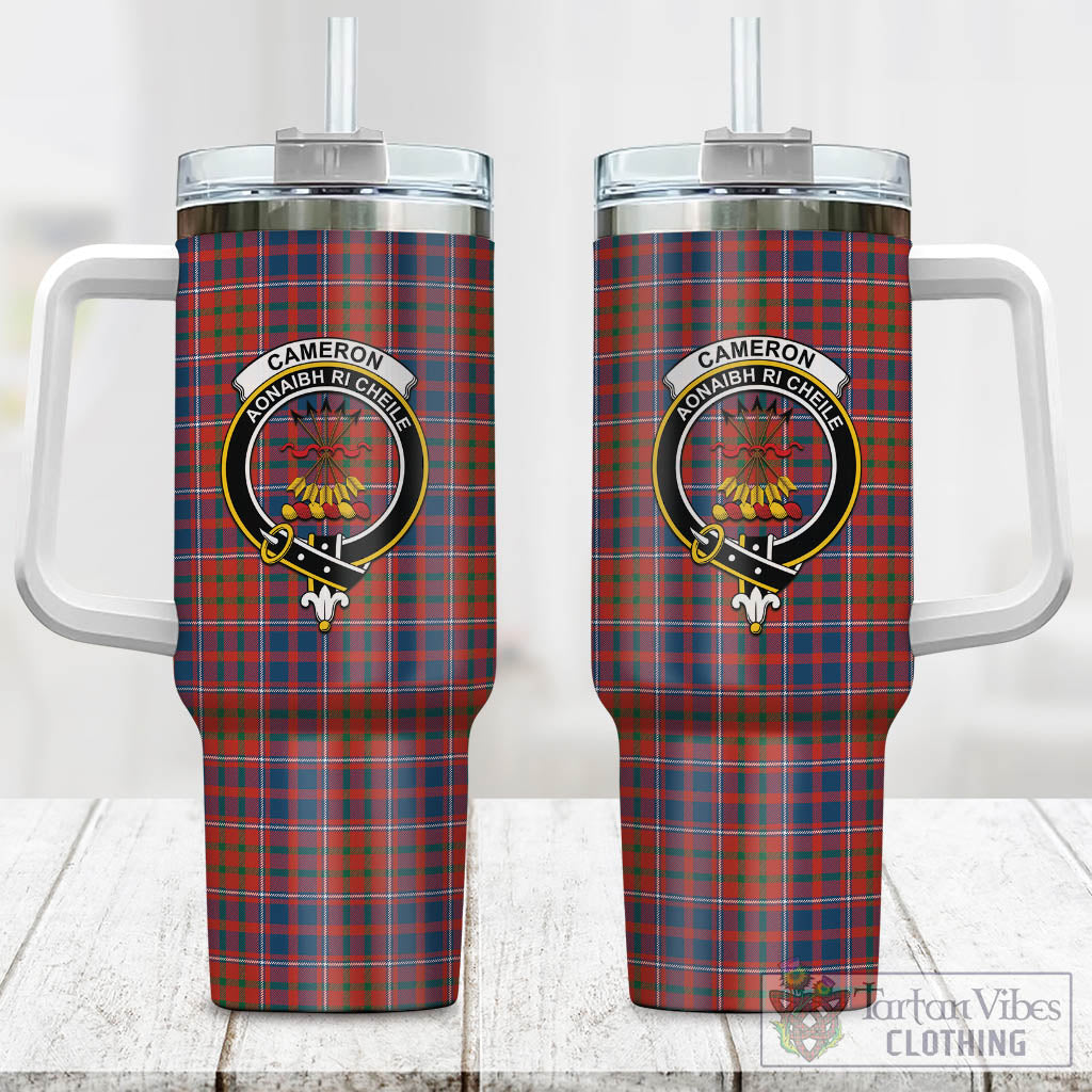 Tartan Vibes Clothing Cameron of Lochiel Ancient Tartan and Family Crest Tumbler with Handle