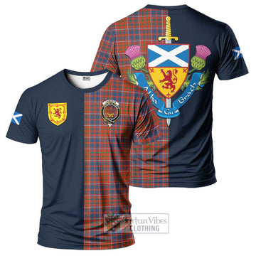 Cameron of Lochiel Ancient Tartan T-Shirt Alba with Scottish Lion Royal Arm Half Style