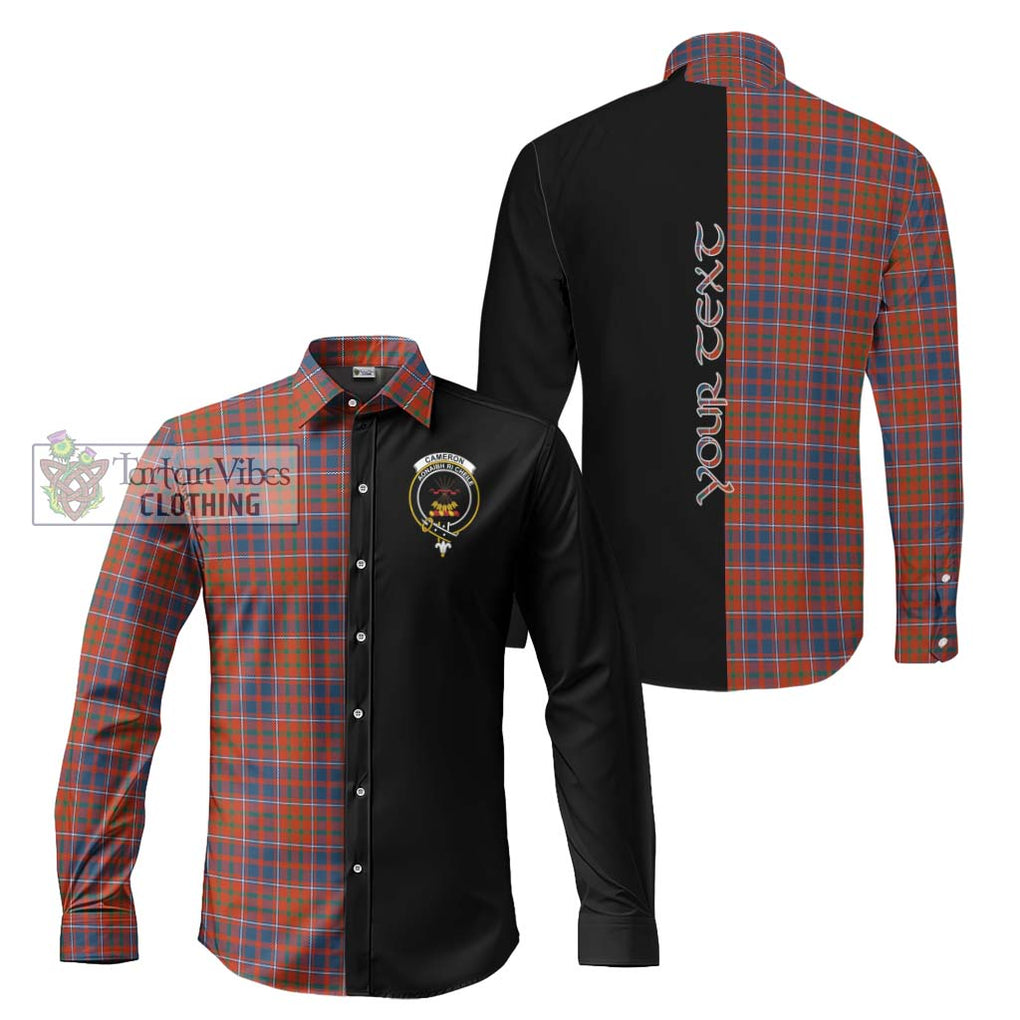 Cameron of Lochiel Ancient Tartan Long Sleeve Button Shirt with Family Crest and Half Of Me Style Men's Shirt S - Tartanvibesclothing Shop