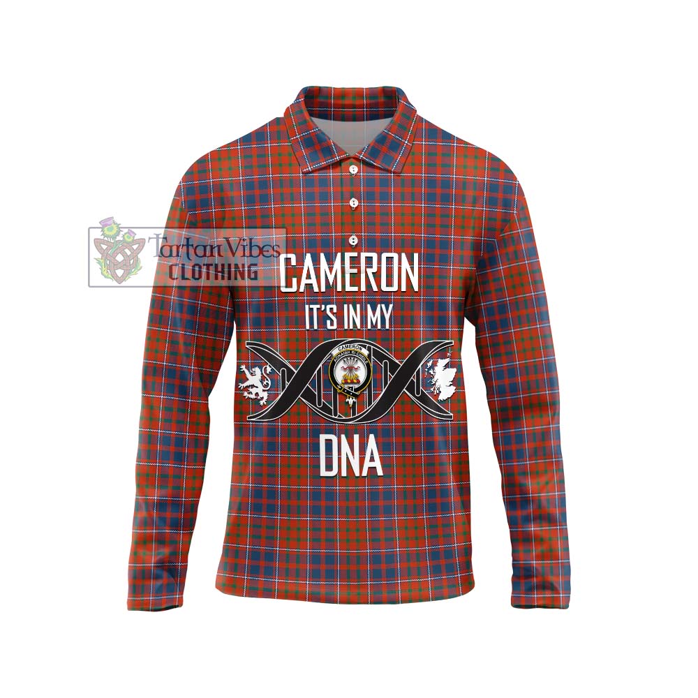 Cameron of Lochiel Ancient Tartan Long Sleeve Polo Shirt with Family Crest DNA In Me Style Unisex - Tartanvibesclothing Shop