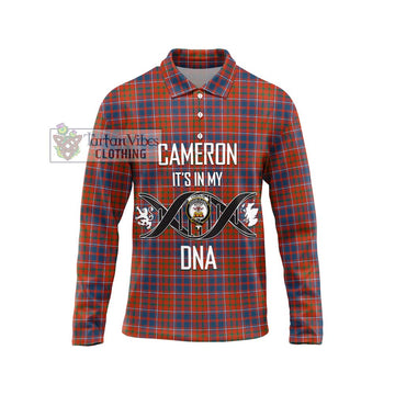 Cameron of Lochiel Ancient Tartan Long Sleeve Polo Shirt with Family Crest DNA In Me Style