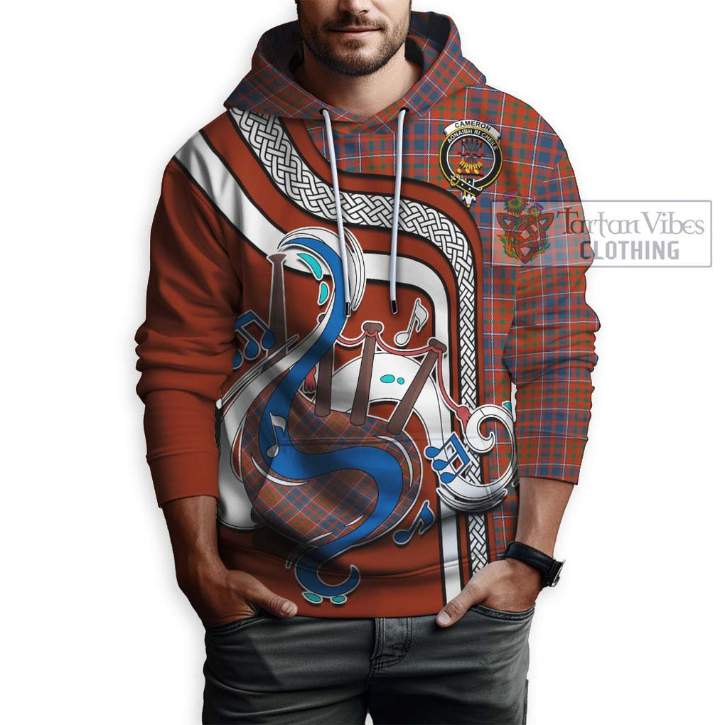 Cameron of Lochiel Ancient Tartan Hoodie with Epic Bagpipe Style Zip Hoodie - Tartanvibesclothing Shop