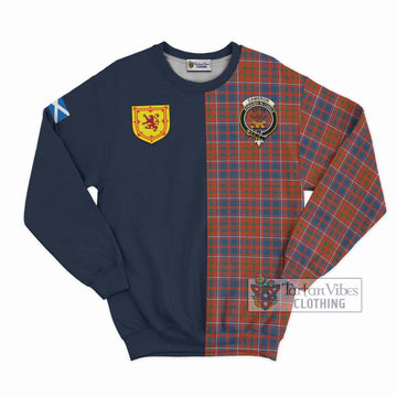 Cameron of Lochiel Ancient Tartan Sweatshirt with Scottish Lion Royal Arm Half Style