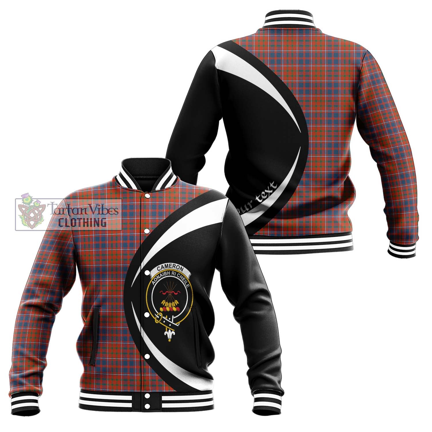 Cameron of Lochiel Ancient Tartan Baseball Jacket with Family Crest Circle Style Unisex - Tartan Vibes Clothing