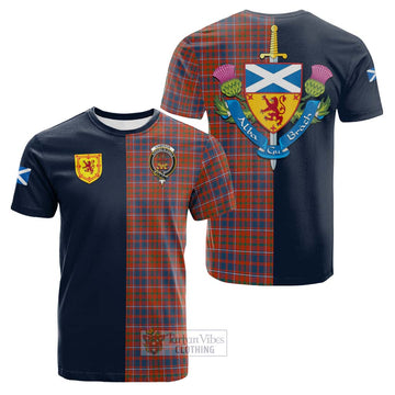 Cameron of Lochiel Ancient Tartan Cotton T-shirt with Scottish Lion Royal Arm Half Style