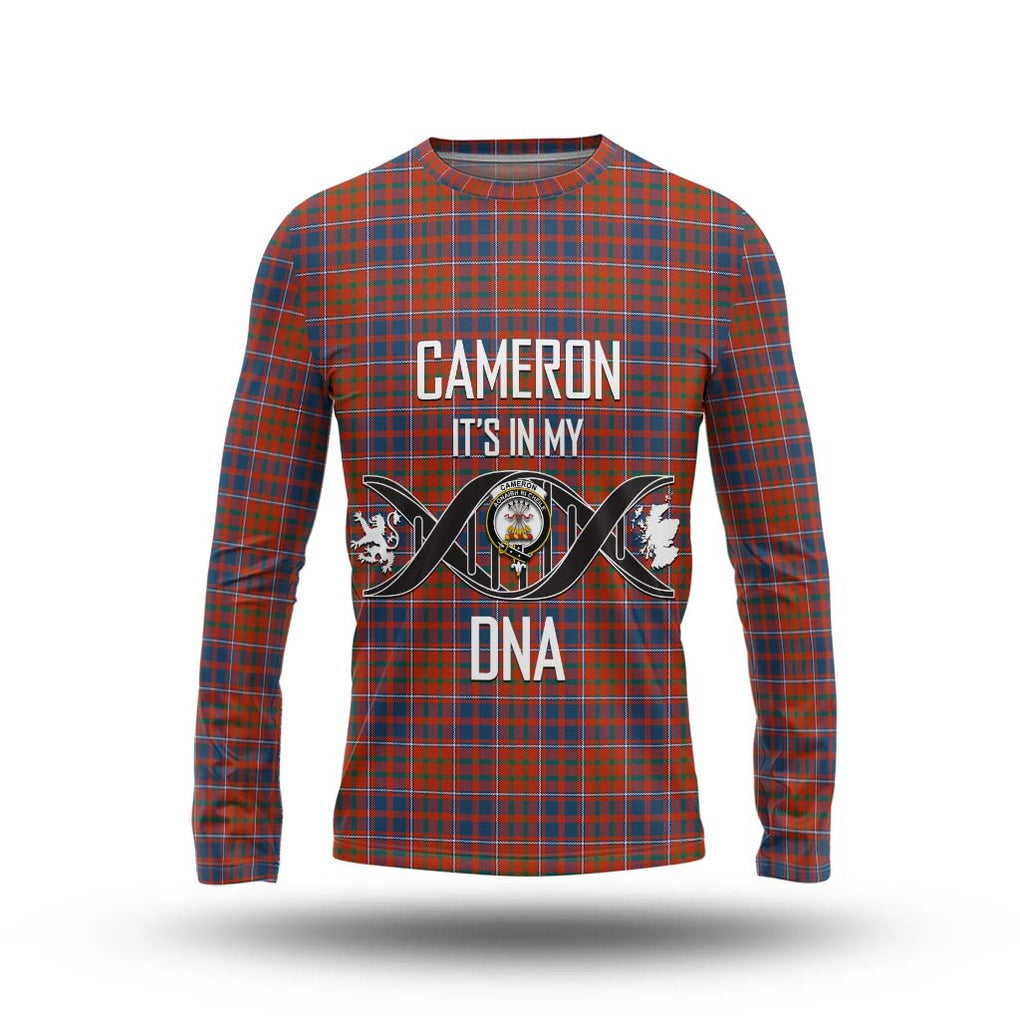 Cameron of Lochiel Ancient Tartan Long Sleeve T-Shirt with Family Crest DNA In Me Style Unisex - Tartanvibesclothing Shop