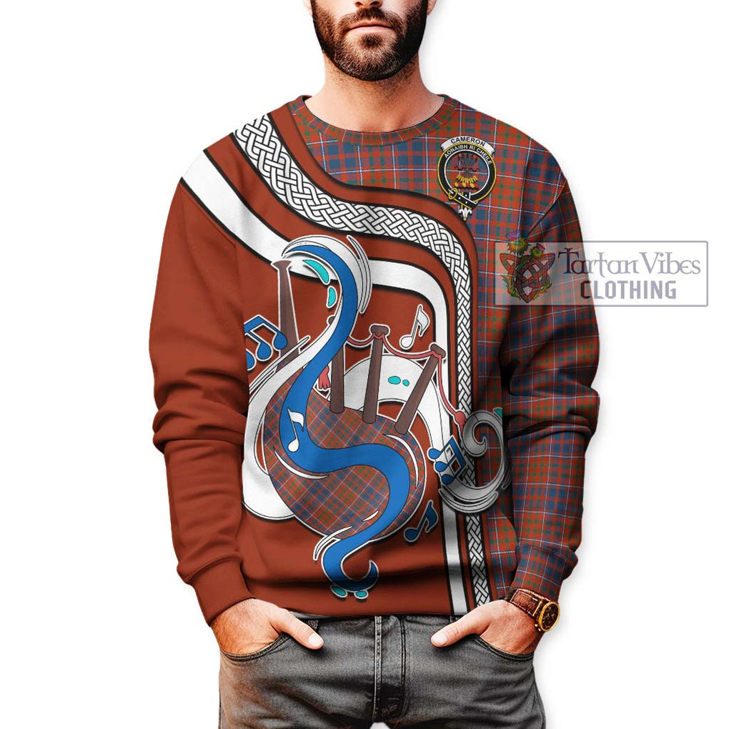 Cameron of Lochiel Ancient Tartan Sweatshirt with Epic Bagpipe Style Unisex - Tartanvibesclothing Shop