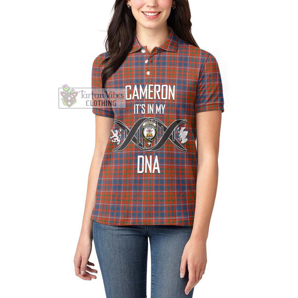 Cameron of Lochiel Ancient Tartan Women's Polo Shirt with Family Crest DNA In Me Style Women - Tartanvibesclothing Shop