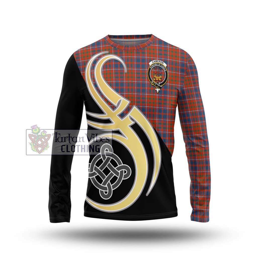 Cameron of Lochiel Ancient Tartan Long Sleeve T-Shirt with Family Crest and Celtic Symbol Style Unisex - Tartan Vibes Clothing