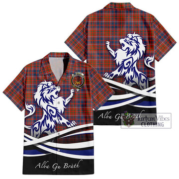 Cameron of Lochiel Ancient Tartan Short Sleeve Button Shirt with Alba Gu Brath Regal Lion Emblem