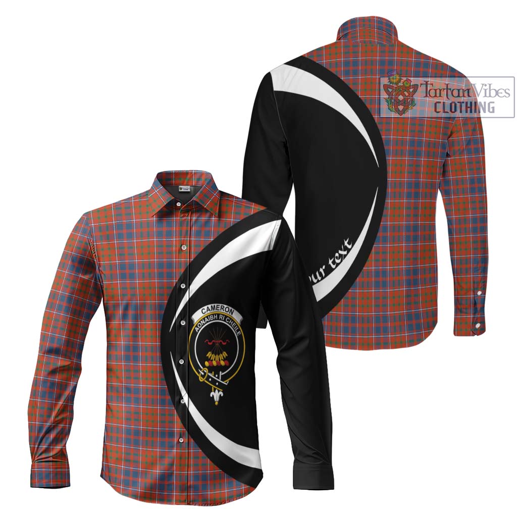 Cameron of Lochiel Ancient Tartan Long Sleeve Button Up with Family Crest Circle Style Men's Shirt S - Tartan Vibes Clothing