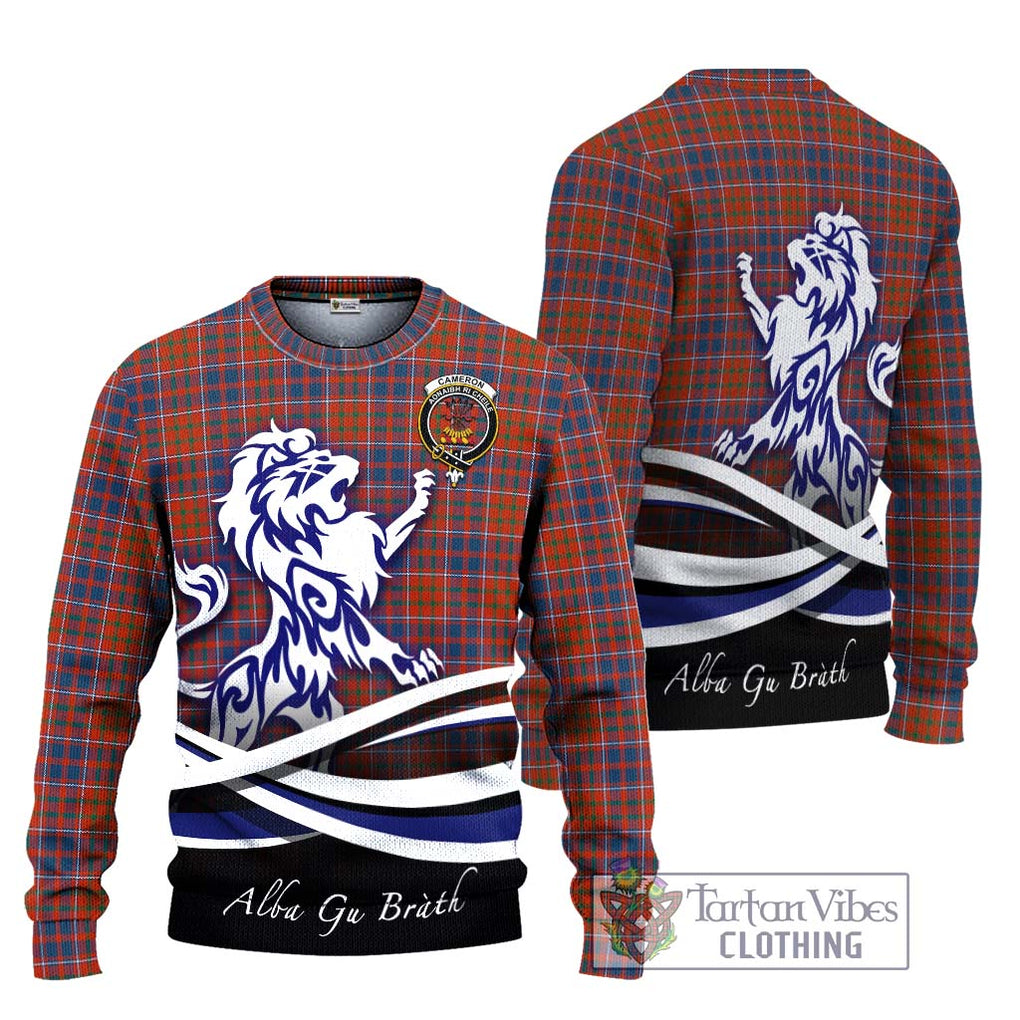 Cameron of Lochiel Ancient Tartan Knitted Sweater with Alba Gu Brath Regal Lion Emblem Unisex - Tartanvibesclothing Shop