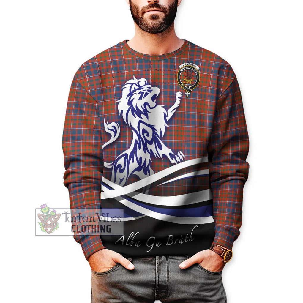 Cameron of Lochiel Ancient Tartan Sweatshirt with Alba Gu Brath Regal Lion Emblem Unisex - Tartanvibesclothing Shop