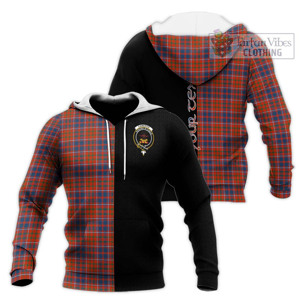 Cameron of Lochiel Ancient Tartan Knitted Hoodie with Family Crest and Half Of Me Style Unisex Knitted Pullover Hoodie - Tartanvibesclothing Shop