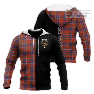 Cameron of Lochiel Ancient Tartan Knitted Hoodie with Family Crest and Half Of Me Style