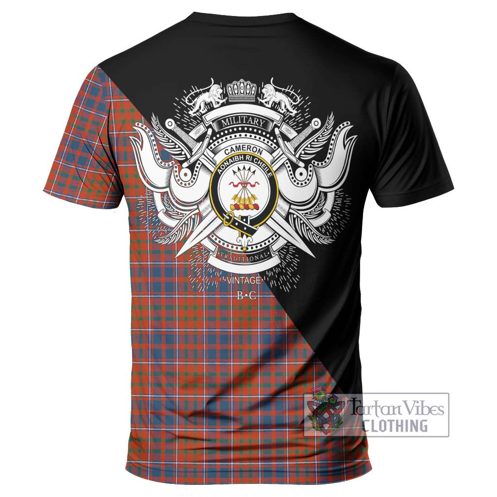 Cameron of Lochiel Ancient Tartan T-Shirt with Family Crest and Military Logo Style - Tartanvibesclothing Shop