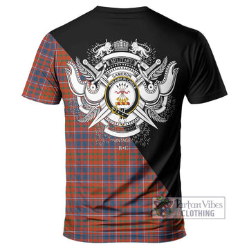 Cameron of Lochiel Ancient Tartan T-Shirt with Family Crest and Military Logo Style