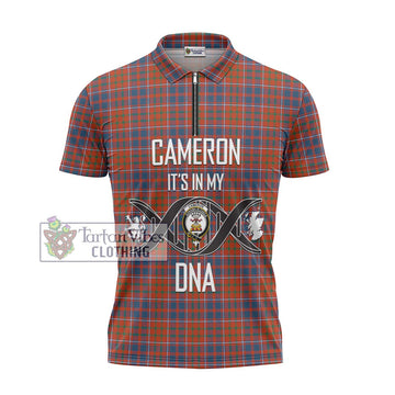 Cameron of Lochiel Ancient Tartan Zipper Polo Shirt with Family Crest DNA In Me Style