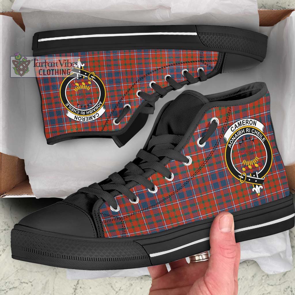 Tartan Vibes Clothing Cameron of Lochiel Ancient Tartan High Top Shoes with Family Crest