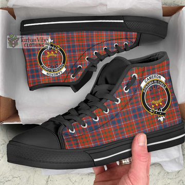 Cameron of Lochiel Ancient Tartan High Top Shoes with Family Crest