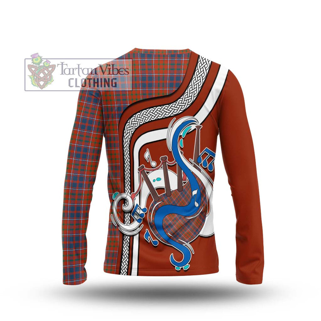 Tartan Vibes Clothing Cameron of Lochiel Ancient Tartan Long Sleeve T-Shirt with Epic Bagpipe Style