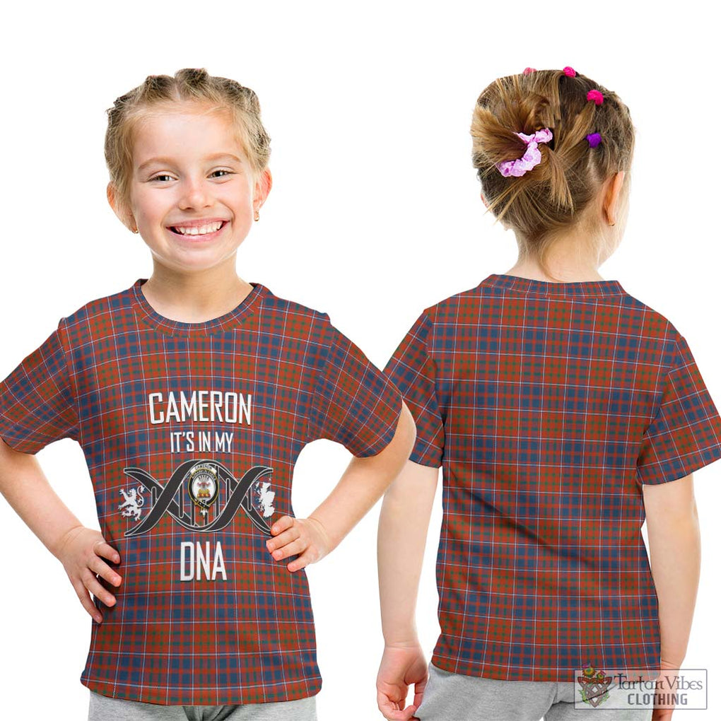 Cameron of Lochiel Ancient Tartan Kid T-Shirt with Family Crest DNA In Me Style - Tartanvibesclothing Shop